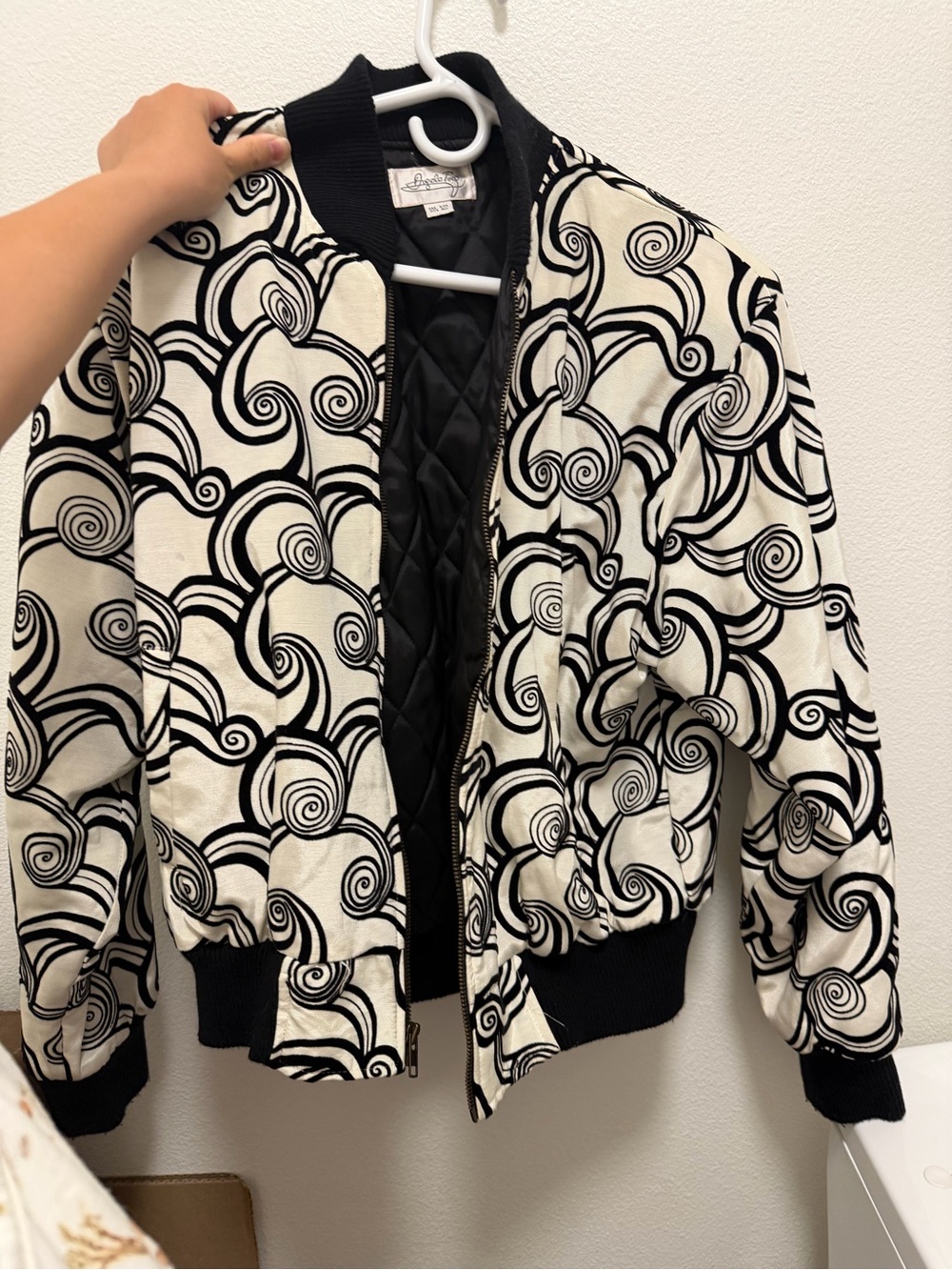 Black & White Swirl Bomber Jacket